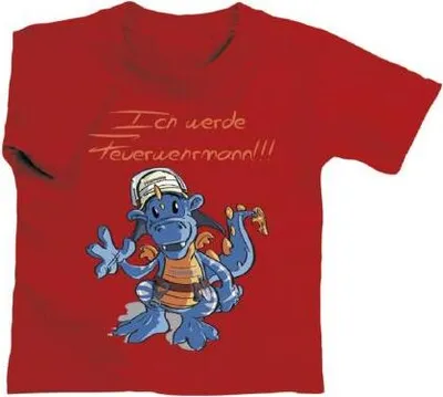 Produktbild von KINDER T-SHIRT mit Print - Ich werde Feuerwehrmann - 12702 - rot - Gr. 86-164 Größe - 152/164