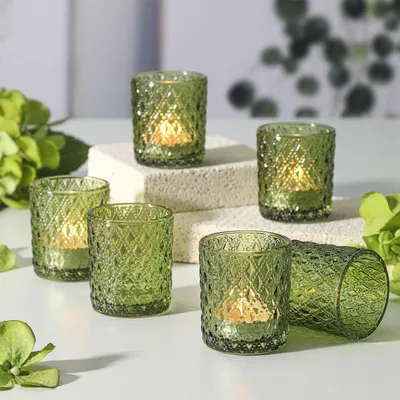 Immagine prodotto di Portacandele - Set di 12 pezzi - Vetro - Stile vintage - LED