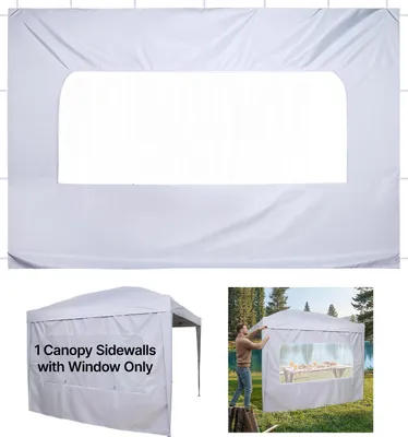 Image de VEVOR 1x paroi latérale pour pavillon, partie latérale pour pavillon pliant 3 x 3 m, bâche latérale imperméable avec revêtementPolyuréthaneanti-UV, fermeture éclair et fenêtre incluses, pour événements en extérieur, stands de marché, blanc