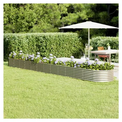Produktbild von Hochbeet aus pulverbeschichtetem Stahl, witterungsbeständig, für Garten, Balkon, Terrasse, Silber, 512 x 80 x 36 cm
