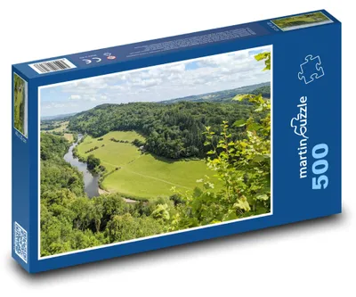 Produktbild von Puzzle 500 Landschaft mit Fluss und Wiesen - martinpuzzle
