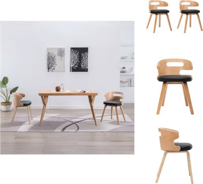 Immagine prodotto di vidaXL Sedie da pranzo 2 pezzi in legno curvato nero e Pelle finta - Sedie da pranzo