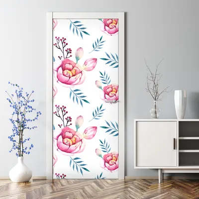 Produktbild von Dekorative Abnehmbarer Wandsticker Türtapete selbstklebend Klebefolie Aquarell Blumen 77 x 200 cm