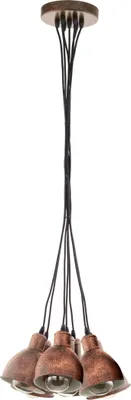 Produktbild von EGLO Pendellampe Priddy 1, 7 flammige Vintage Pendelleuchte im Industrial Design, Retro Hängelampe aus Stahl, Farbe: Kupfer antik, Fassung: E27
