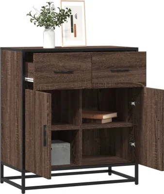 Image de vidaXL Sideboard brun imitation chêne 68x35x76 cm Bois composite