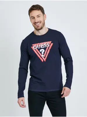 Produktbild von GUESS Herren-T-Shirt mit langen Ärmeln, Rundhalsausschnitt und Slim-Fit-Stretch-Baumwolldruck, Artikel M2BI55J1314, US M - MEX/ES M - UK 36 - EUR 48 - IT M - CAN M, Cotone 95%,Elasthan 5%