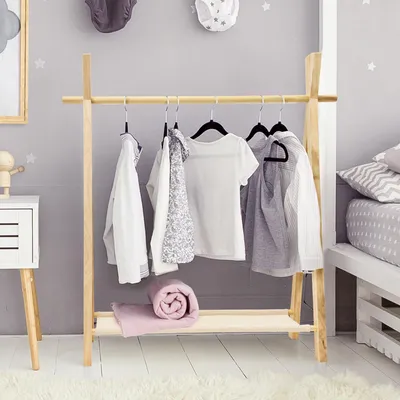 Produktbild von Kids Collection Garderobenständer Kleiderständer Kleiderstange für KINDER aus Holz mit Ablage für Schuhe