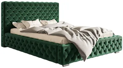 Obrázok produktu pre Čalúnená posteľ 160x200 cm Adonis - Chesterfield, Glamour - kovový rošt, úložný priestor - zelená (Amor Velvet 4311)