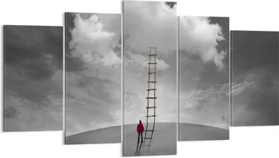 Produktbild von Bild auf Leinwand - Leinwandbild - 5 Teile - Symbol Leiter Himmel - 160x85cm - Wand Bild - Wanddeko - Wandbilder - Leinwanddruck - Bilder - Wanddekoration - Leinwand bilder - Wandbild - EA160x85-4900