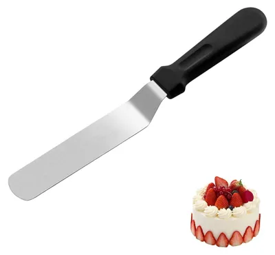 Produktbild von 6 Zoll Winkelpalette Torte,Streichpalette für Torten mit Schwarz Kunststoff Griff,Edelstahl Winkelpalette Klein,Torten Spatel,Glasurspatel,Tortenpalette,zum Dekorieren von Kuchen,Gebäck Backen