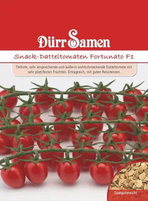 Produktbild von Dürr Datteltomatensamen Fortunato F1 – ertragreiche Profi-Sorte mit platzfesten Früchten