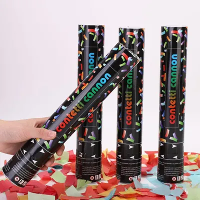 4 Konfettikanonen, biologisch abbaubar, bunt, 30 cm