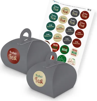 Produktbild von itenga SET Frohe Weihachten Mix  (Motiv 51) 24x Geschenkschachtel mit Griff grau