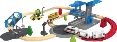 Produktbild von Playtive Eisenbahn-Set Kindereisenbahn City Express Kinderholzbahn Spielzeugbahn
