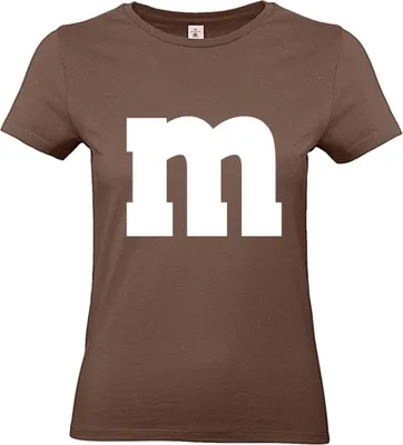 Produktbild von MM Shirt T-Shirt 100% Baumwolle M&M Damen Kostüm Verkleidung M und M Gruppen T-Shirt - Karneval Fasching JGA Festival Shirt Farbe wählen: braun Shirt Größe wählen: XXL