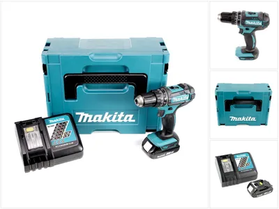 Produktbild von Makita DHP 482 RY1J Akku Schlagbohrschrauber 18V 62Nm im Makpac + 1x 1,5 Ah Akku + Ladegerät