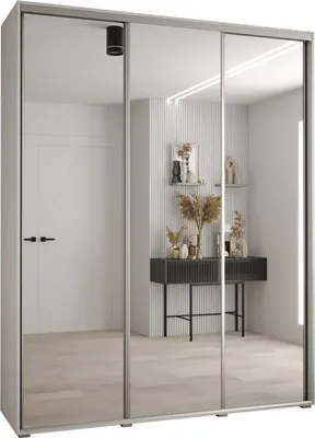 Produktbild von MEBLE KRYSPOL Davos 2 Schrank, drei Türen - 235,2x190x45 cm - Weiß Weiß Silber