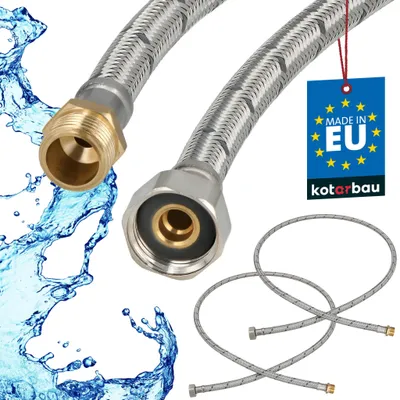 Zdjęcie produktu dla KOTARBAU® 2 szt. Przyłącze Elastyczne 1/2”x3/8” Wężyk do Baterii Armatury 140 cm Nakrętno Wkrętne Wężyk Przyłączeniowy Oplot Stal Nierdzewna