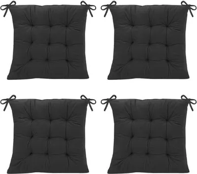 Productafbeelding van Unyqoos® Set van 4 stoelkussens, 40 x 40 cm – Zitkussens van katoen en polyester met antislipbanden, wasbaar op 30°C, geschikt voor binnen- en buitengebruik