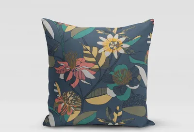 Produktbild von SCHÖNER LEBEN. Kissenhülle große Blumen Blüten Blätter grau bunt Größe 80x80cm (HxB) 80x80cm (HxB) Größe