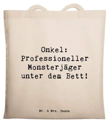 Produktbild von Mr. & Mrs. Panda Beutel Spruch Onkel Monsterjäger - Transparent - Geschenk, Witze, Shopping Tasche, Ersatzvater, Laptoptasche, Tote Bag, Einkaufstüte, Familienangehöriger