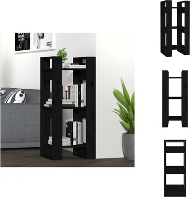Produktbild von vidaXL Bücherregal/Raumteiler Schwarz 41x35x91 cm Massivholz Kiefer -  Bücherregale & Bücherschränke