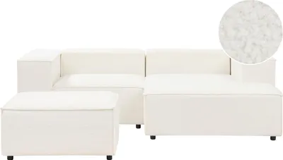 Produktbild von BELIANI Ecksofa mit Ottomane Cremeweiß Bouclé L-förmig 3-Sitzer Modulsofa Linksseitig Wohnzimmermöbel Modern Wohnzimmer Salon Wohnecke Sitzecke