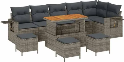 Productafbeelding van Tuinbankenset 10 pcs Grijs poly rattan