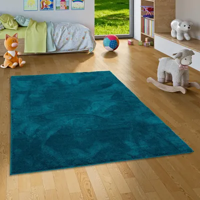 Produktbild von Super Soft Kinder Hochflor Teppich Silky Kids Petrol, Größe:200x290 cm