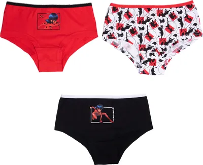 Produktbild von Miraculous Panty für Mädchen Kinder Slip Unterhose Unterwäsche Mehrfarbig Bunt (3er Pack) 122-128