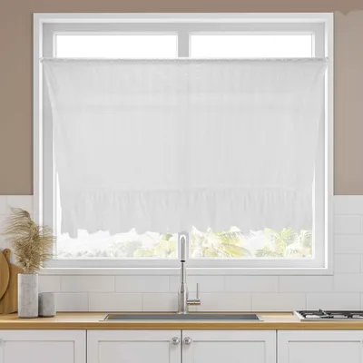 Küchenvorhang, weiß, 43x100 cm, lichtfilternd, 1 Stück