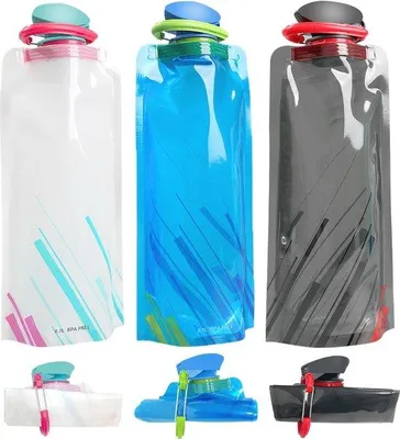 Produktbild von Famanu Wasserflasche faltbar 3 Stück - 700 ml tragbare Flasche für Sport und Outdoor