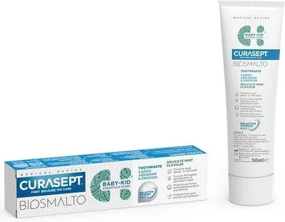 Immagine prodotto di Curasept BIOSMALTO Baby-Kid dentifricio per bambini fino a 6 anni Menta fine, 50 ml