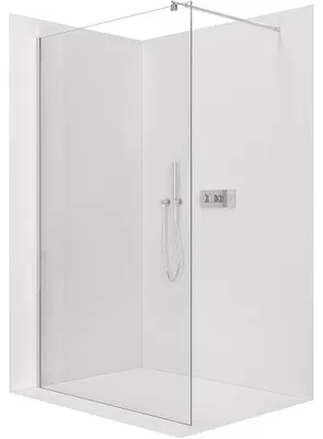 Zdjęcie produktu dla Ścianka prysznicowa Walk-in Onyx Round, lewa/prawa - 10 mm - okrągły profil - chrom, szkło transparentne - 120x200 cm