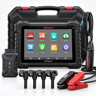 Produktbild von iCarsoft CR Eagle P OBD2 Diagnosegerät für 58+ Marken, TPMS mit 4 Sensoren, 14 Adapter, Videoskop, J2534, CAN-FD & DoIP inkl. Updates