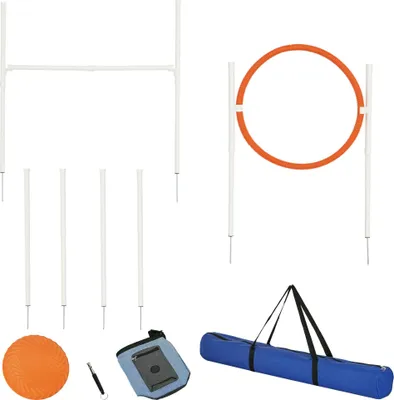 Produktbild von PawHut Agility Set Hunde, 5er-Set Hundetraining Steckhürdenset mit Tragetasche