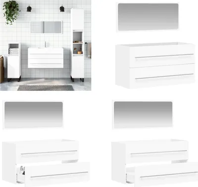 Image de vidaXL Armoire de salle de bain avec miroir Blanc Bois composite - Armoire De Salle De Bain Avec Miroir - Armoires De Salle De Bain Avec Miroir - Meubles De Salle De Bain - Meuble Sous Lavabo