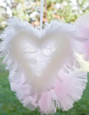 Produktbild von Weißes Federherz zum Aufhängen - 20 cm - Hochzeit - Einheitsgröße
