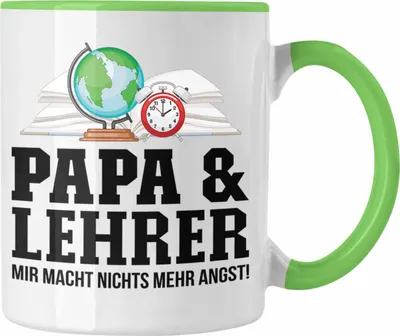 Produktbild von Trendation - Papa und Lehrer Tasse Geschenkidee Vater für Lehrer Geburtstag Vatertag Spruch Geschenkidee (Grün)