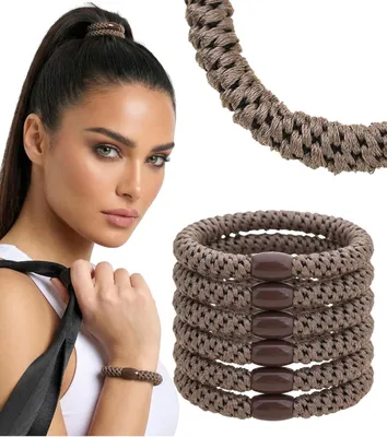 Produktbild von Haarbanden 6 Stück, braun, weich geflochten, für Damen