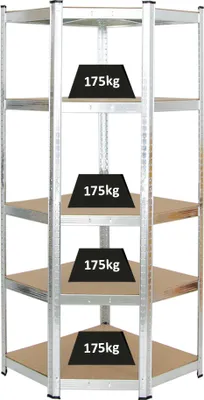 Produktbild von Eckregal Ragnar | HxBxT 180x70x40 cm | Fachlast 175kg | Verzinkt