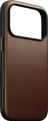 Image de Nomad Modern Cuir Coque iPhone 17 Pro – Bouton de Contrôle de la Caméra en Cristal de Saphir – Boutons en Aluminium Recyclé – Cuir Standard de Nomad - Marron