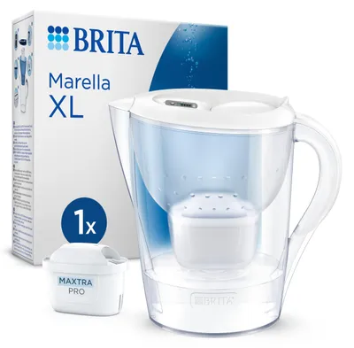 Produktbild von BRITA Wasserfilter Kanne Marella XL weiß (3,5l) inkl. 1x MAXTRA PRO Pure Performance Kartusche - große Filterkanne mit Smart Light LED &