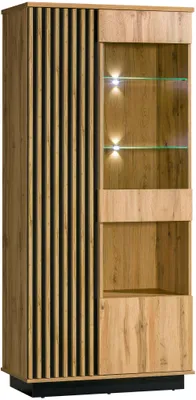 Produktbild von Vitrine Glasvitrine Lamia 90x40x193cm Eiche Wotan schwarz 2-türig