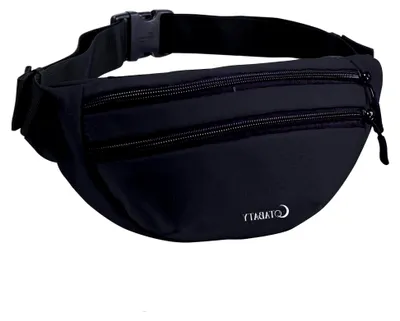 Produktbild von Bauchtasche Gürteltasche mit Verstellbarem Hüftgurt, Doppeltaschen Hüfttasche für Männer, Frauen (schwarz)