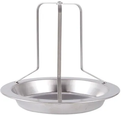Produktbild von Hähnchenhalter - Grillrost für Hähnchen - Für Ofen oder Grill - Hähnchenrost - Hähnchenhalter - Hähnchen grillen - Hähnchenhalter - Grillzubehör für Hähnchen - Barbecue-Zubehör - Edelstahl - Silber - Hähnchenhalter für Bierdosen - mit Tropfschale - Grillwerkzeug - 1 Stück