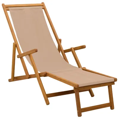 Immagine prodotto di Sedia a sdraio pieghevole vidaXL, legno di eucalipto massello, 3 posizioni, colore taupe