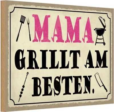 Produktbild von vianmo Holzschild 12x18 cm Mama grillt am besten Männer Frauen
