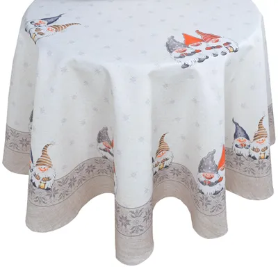 Imagen del producto de Ø Mantel redondo de 150 cm para Navidad, con divertidos personajes navideños
