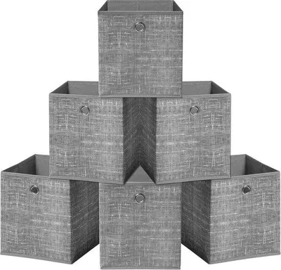 Produktbild von Famanu Aufbewahrungsboxen aus Stoff - grau - 26 x 26 x 28 cm - nachhaltig - stapelbar und waschbar